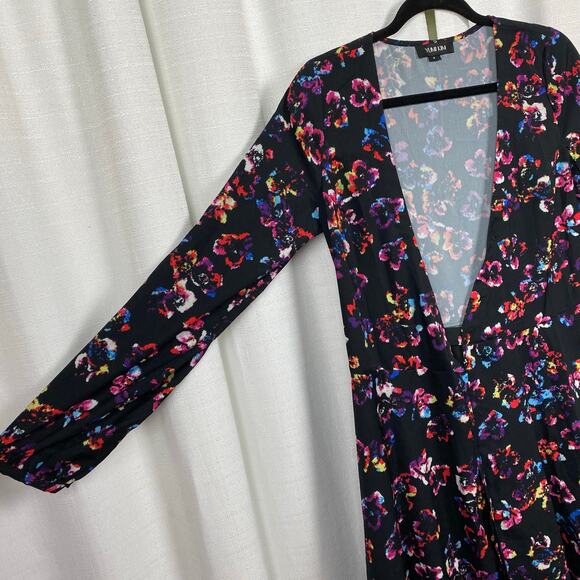 Yumi Kim Black Floral Wrap Mini Dress Sz.S - Picture 9 of 14